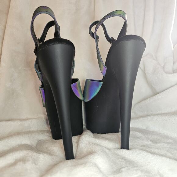 Pleaser Iridescent Purple & Green 7 inch Platform Heels Size 7 Pole Stripper - Picture 4 of 7
